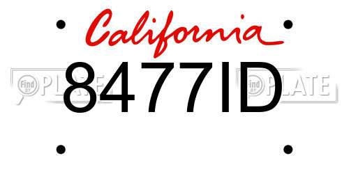 8477ID California License Plate