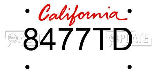 8477TD California License Plate