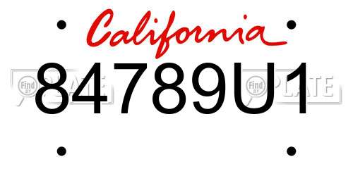 84789U1 California License Plate