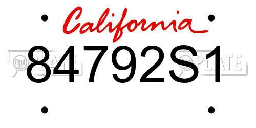 84792S1 California License Plate