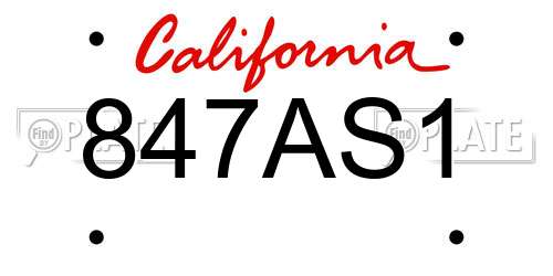 847AS1 California License Plate