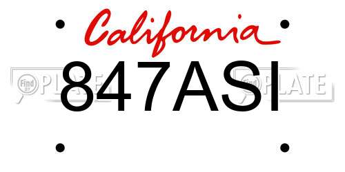 847ASI California License Plate