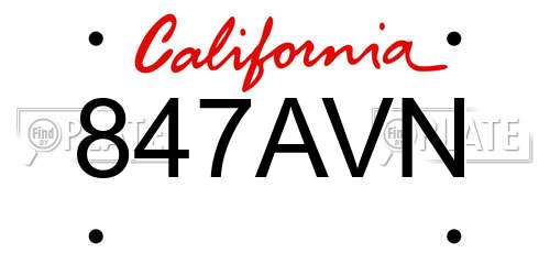 847AVN California License Plate