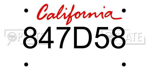 847D58 California License Plate