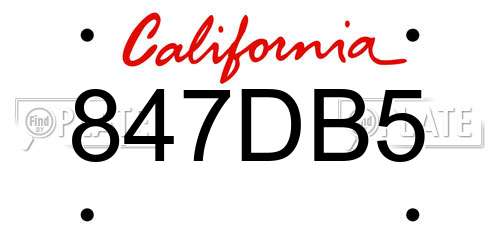 847DB5 California License Plate