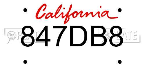 847DB8 California License Plate