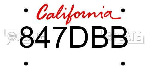 847DBB California License Plate