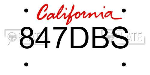 847DBS California License Plate