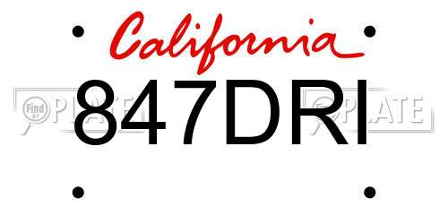 847DRI California License Plate