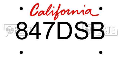 847DSB California License Plate