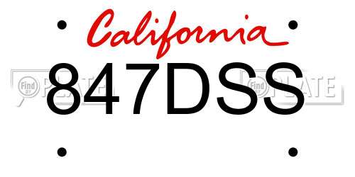 847DSS California License Plate