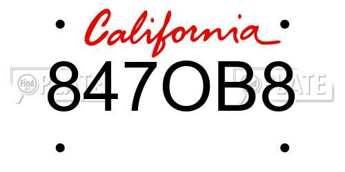 847OB8 California License Plate