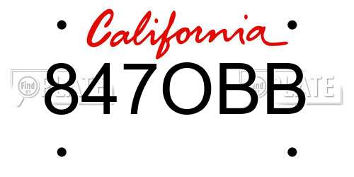 847OBB California License Plate