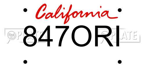 847ORI California License Plate