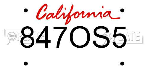 847OS5 California License Plate