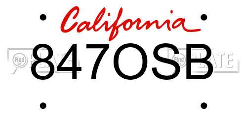 847OSB California License Plate
