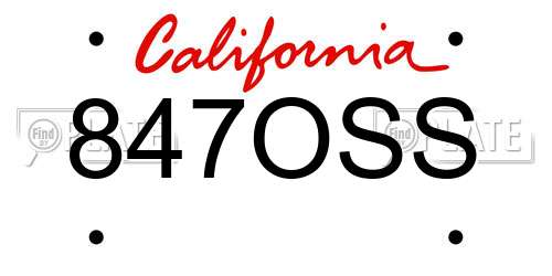 847OSS California License Plate