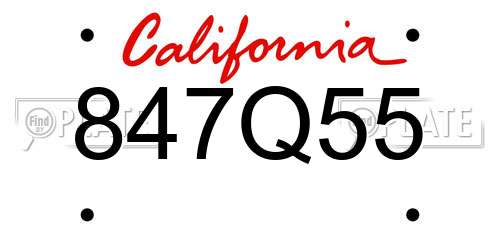 847Q55 California License Plate