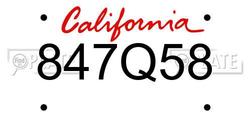 847Q58 California License Plate