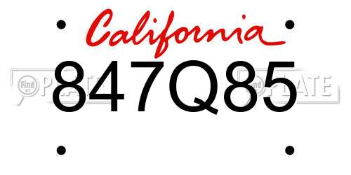 847Q85 California License Plate