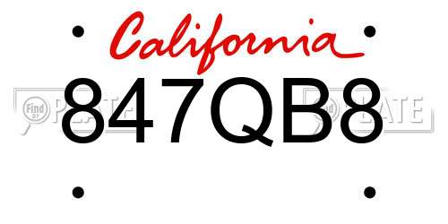 847QB8 California License Plate