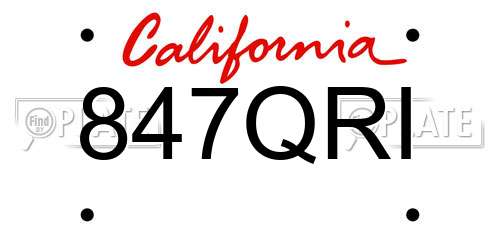 847QRI California License Plate