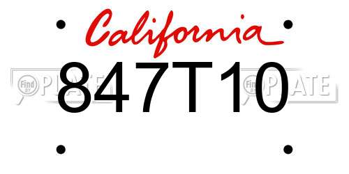847T10 California License Plate