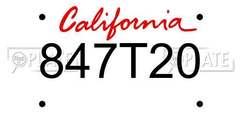 847T20 California License Plate