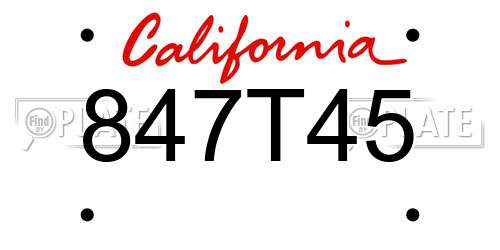 847T45 California License Plate