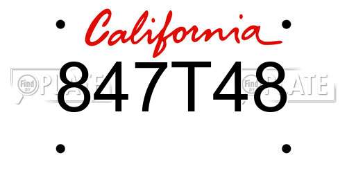 847T48 California License Plate