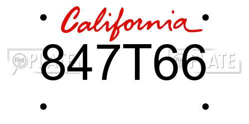 847T66 California License Plate