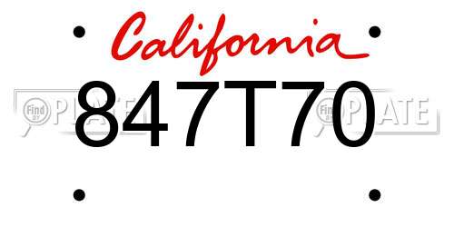 847T70 California License Plate