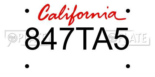 847TA5 California License Plate