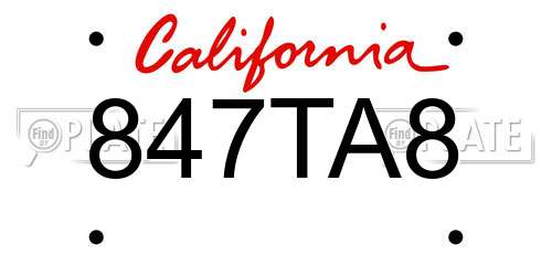 847TA8 California License Plate