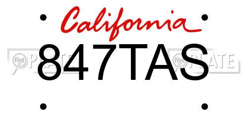 847TAS California License Plate
