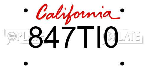 847TI0 California License Plate