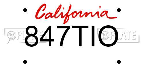 847TIO California License Plate