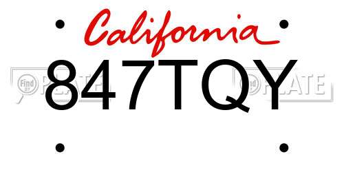 847TQY California License Plate
