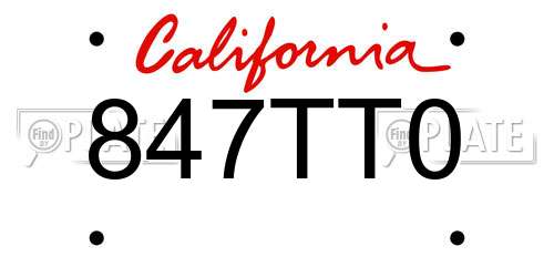 847TT0 California License Plate