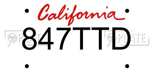 847TTD California License Plate