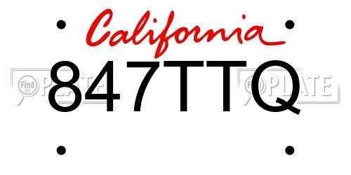847TTQ California License Plate