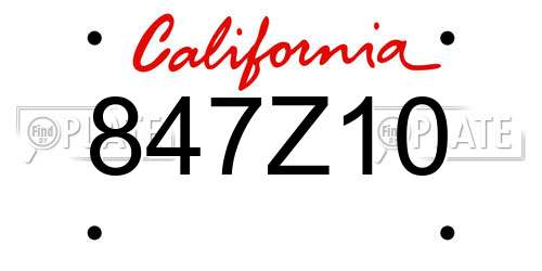 847Z10 California License Plate