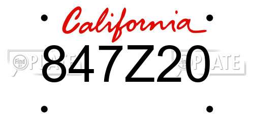 847Z20 California License Plate