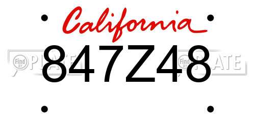 847Z48 California License Plate
