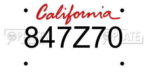847Z70 California License Plate