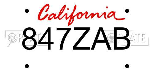 847ZAB California License Plate