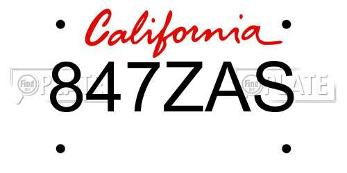 847ZAS California License Plate