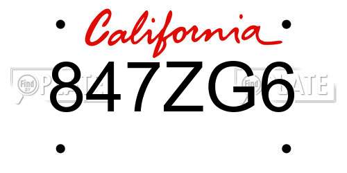 847ZG6 California License Plate