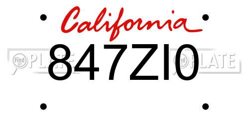 847ZI0 California License Plate