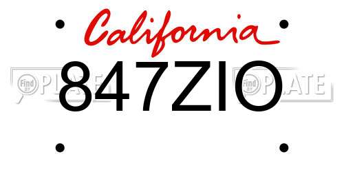 847ZIO California License Plate